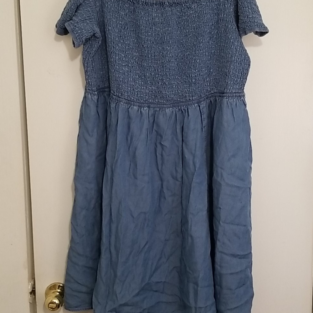 Denim smocked dress